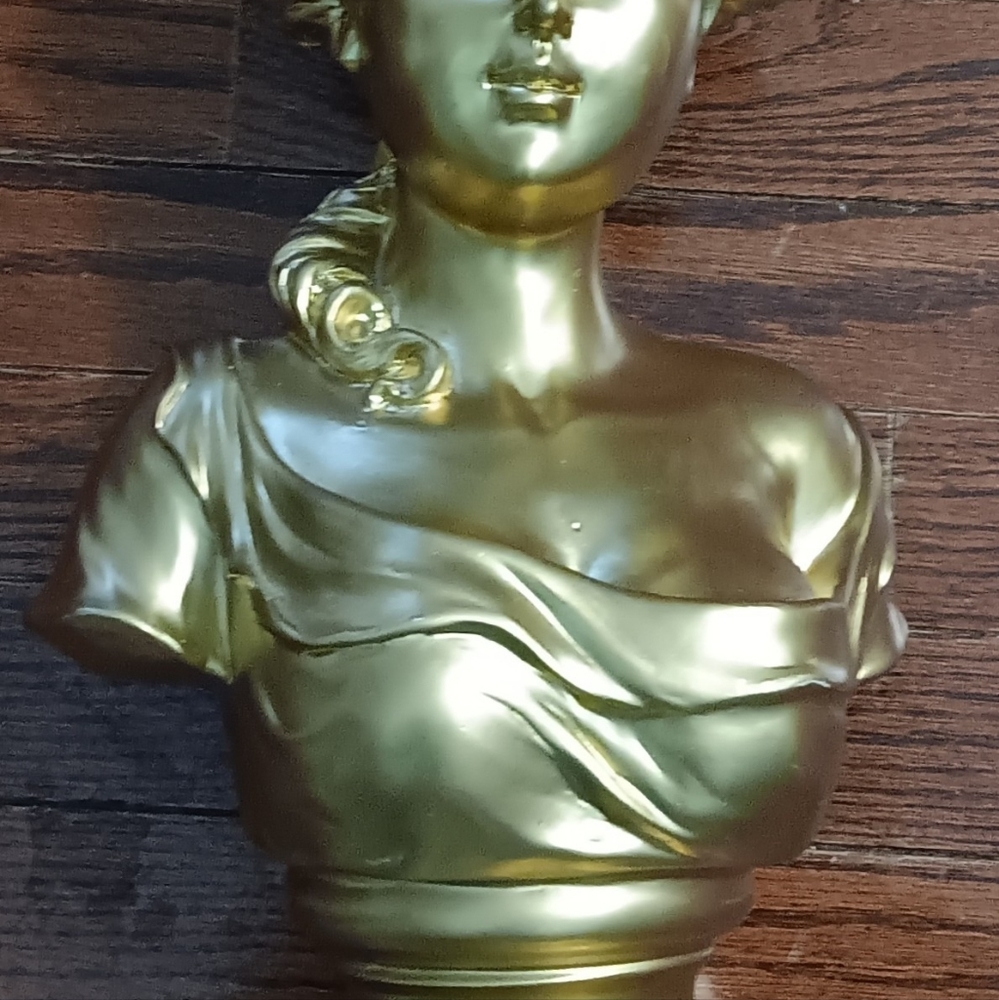Venus Style  Gold Color Plaster Bust Statue Gild Rome - Picture 4 of 12